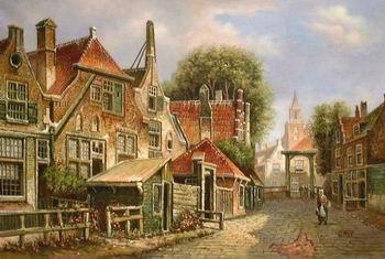 unknow artist European city landscape, street landsacpe, construction, frontstore, building and architecture. 176